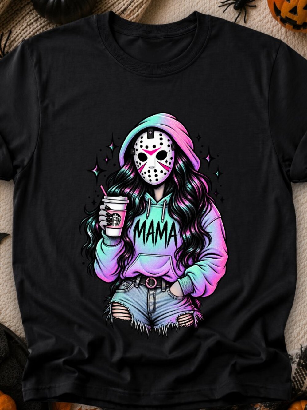 Friday the 13th Mama TShirt Graphic Tee Adult Unisex Fall Halloween Jason Mask